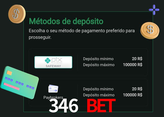 O cassino 346 Bet oferece uma grande variedade de métodos de pagamento